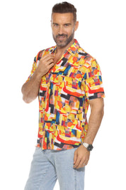 Camisa de rayón con estampado retro Mojito de manga corta