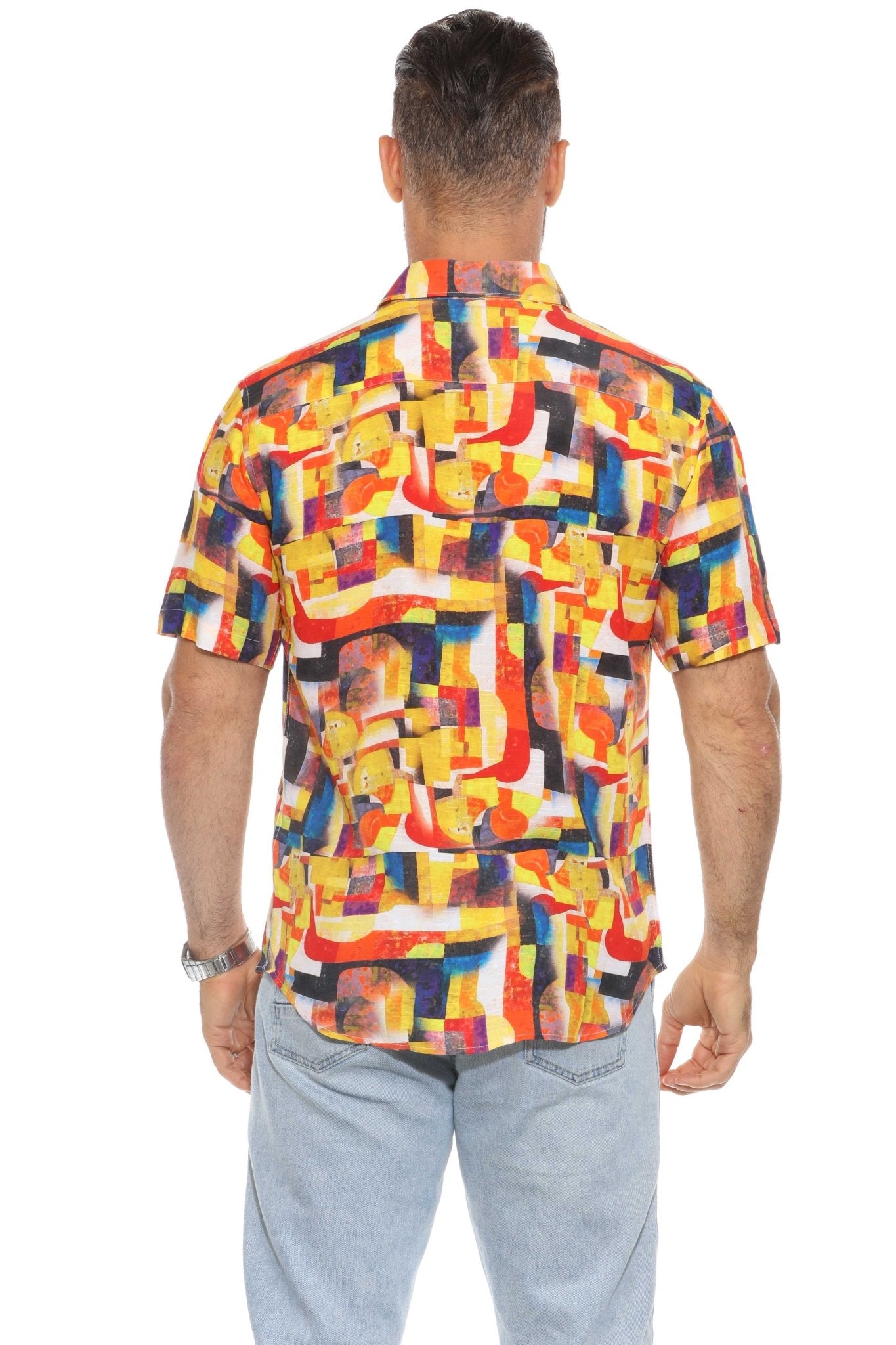 Men's Retro Print Rayon Shirt Short Sleeve