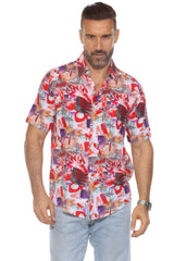 Men's Retro Print Rayon Shirt Short Sleeve