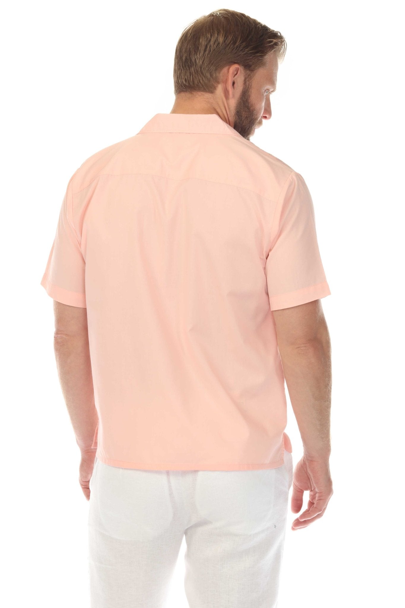 Men's Cropped Four-Pocket Stylish Guayabera Shirt with Embroidery