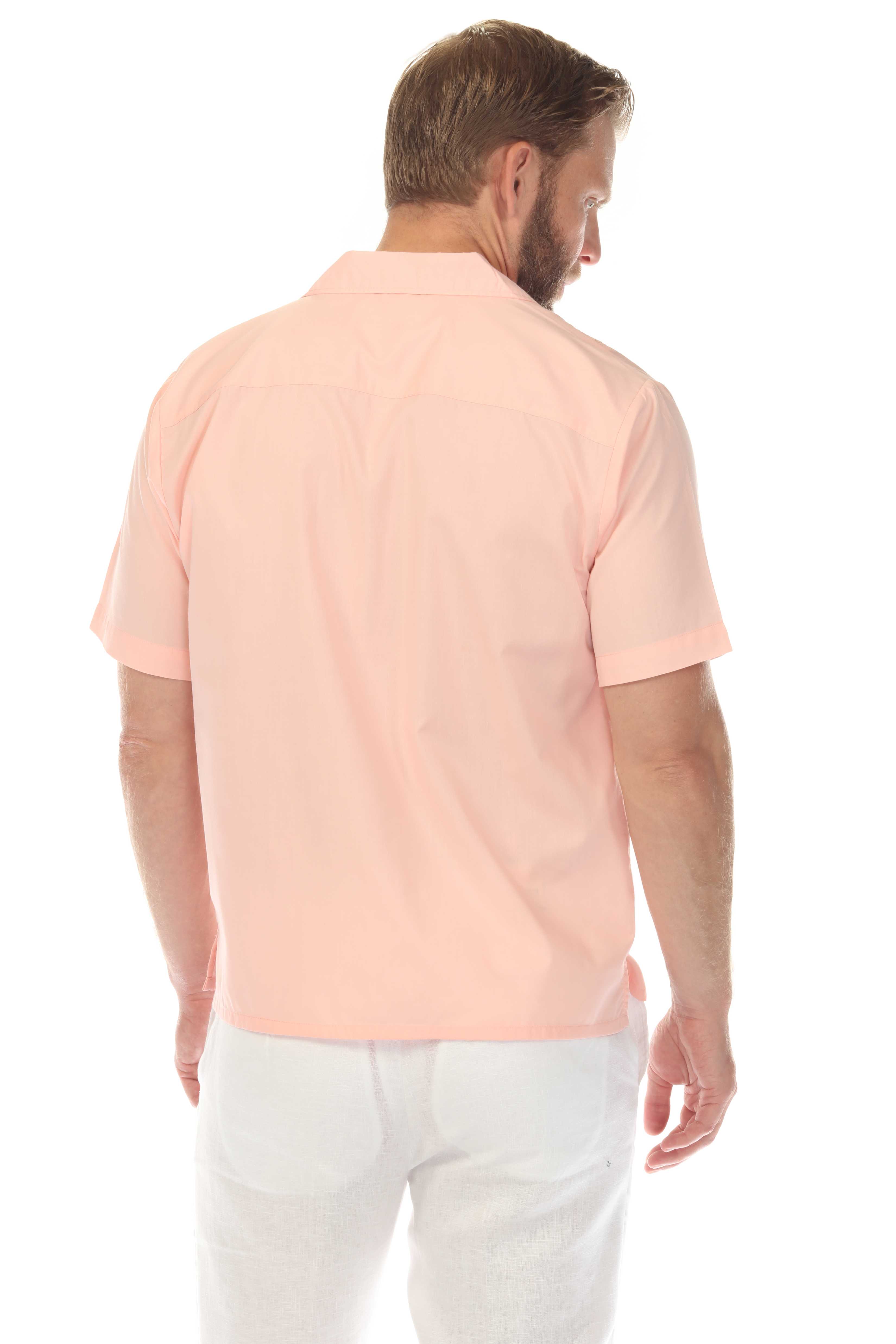 Men's Cropped Four-Pocket Stylish Guayabera Shirt with Embroidery