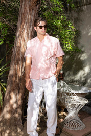 Men's Cropped Four-Pocket Stylish Guayabera Shirt with Embroidery