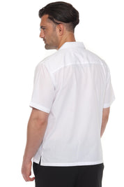 Men's Cropped Four-Pocket Stylish Guayabera Shirt with Embroidery