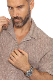 Camisa informal de punto trenzado con botones