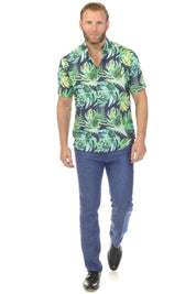 Men’s Green Floral 4-Way Stretch Short Sleeve Shirt