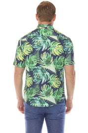 Men’s Green Floral 4-Way Stretch Short Sleeve Shirt