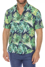 Men’s Green Floral 4-Way Stretch Short Sleeve Shirt