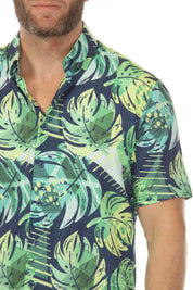 Men’s Green Floral 4-Way Stretch Short Sleeve Shirt