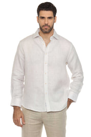 Men's Casual Long Sleeve Linen Shirt Natural 100% Linen Button Down