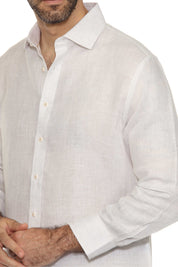 Men's Casual Long Sleeve Linen Shirt Natural 100% Linen Button Down