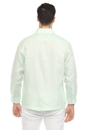 Men's Casual Long Sleeve Linen Shirt Checkered Print 100% Linen Button Down