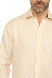 Men's Casual Long Sleeve Linen Shirt Checkered Print 100% Linen Button Down