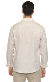 Men's Casual Long Sleeve Linen Shirt Pinstripe Print 100% Linen Button Down