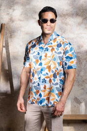 Men’s Brick-Blue 4-Way Stretch Short Sleeve Shirt