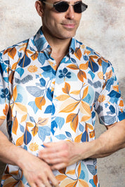 Men’s Brick-Blue 4-Way Stretch Short Sleeve Shirt