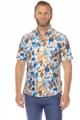 Men’s Brick-Blue 4-Way Stretch Short Sleeve Shirt