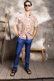 Men’s Rust-Grey 4-Way Stretch Short Sleeve Shirt