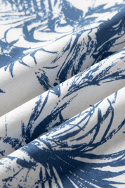 Camisa Blanco y Azul Marino Elástica en 4 Direcciones Manga Corta