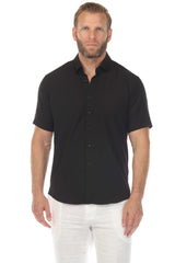 Camisa elástica con estampado elegante de manga corta para hombre