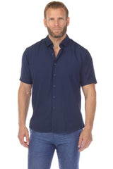 Camisa elástica con estampado elegante de manga corta para hombre