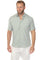 Front view of a man wearing a light gray Menâ€™s Classic 4-Way Stretch Short Sleeve Shirt and white pants.