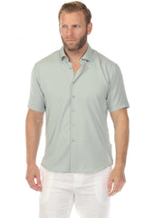 Camisa elástica con estampado elegante de manga corta para hombre