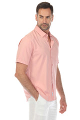 Camisa elástica con estampado elegante de manga corta para hombre
