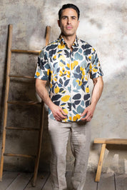 Men’s Blue & Gold 4-Way Stretch Short Sleeve Shirt