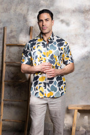 Men’s Blue & Gold 4-Way Stretch Short Sleeve Shirt