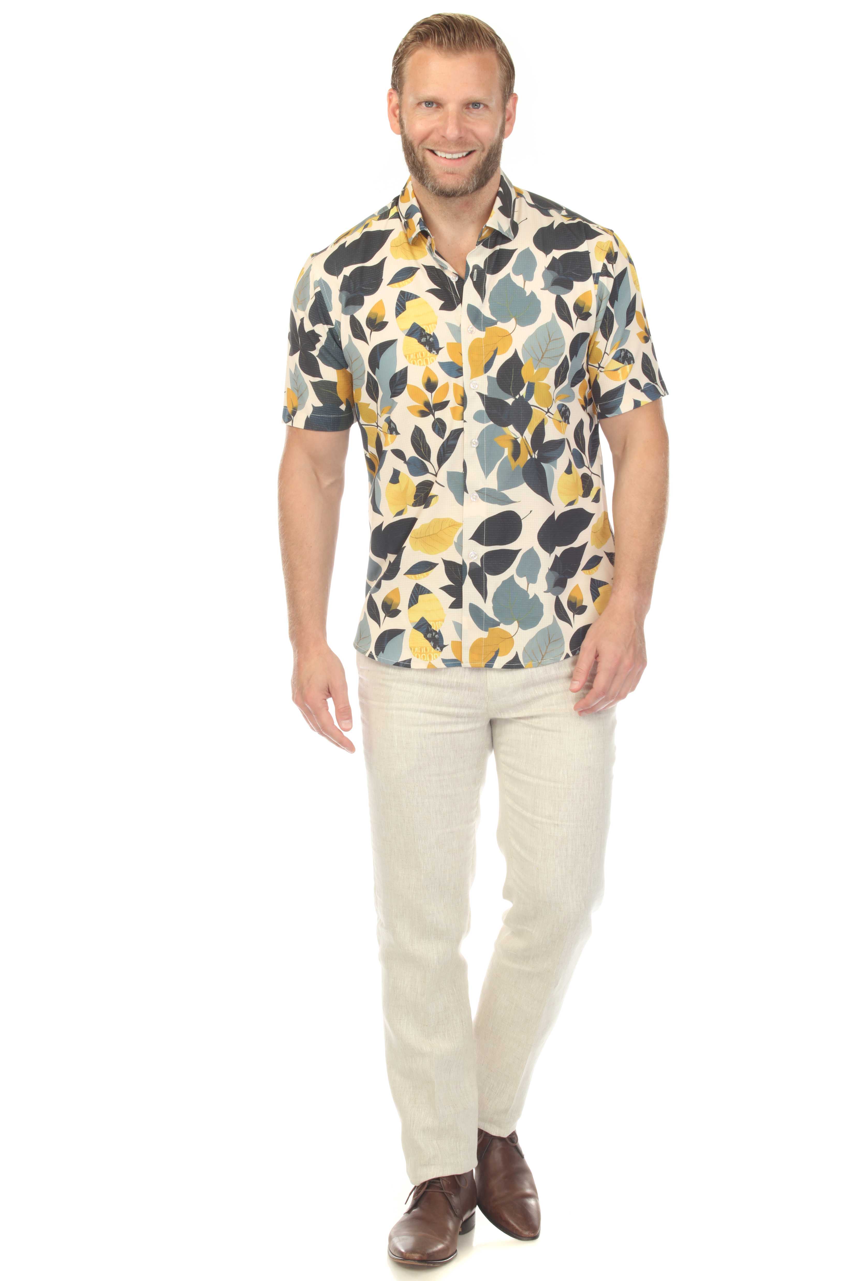 Men’s Blue & Gold 4-Way Stretch Short Sleeve Shirt