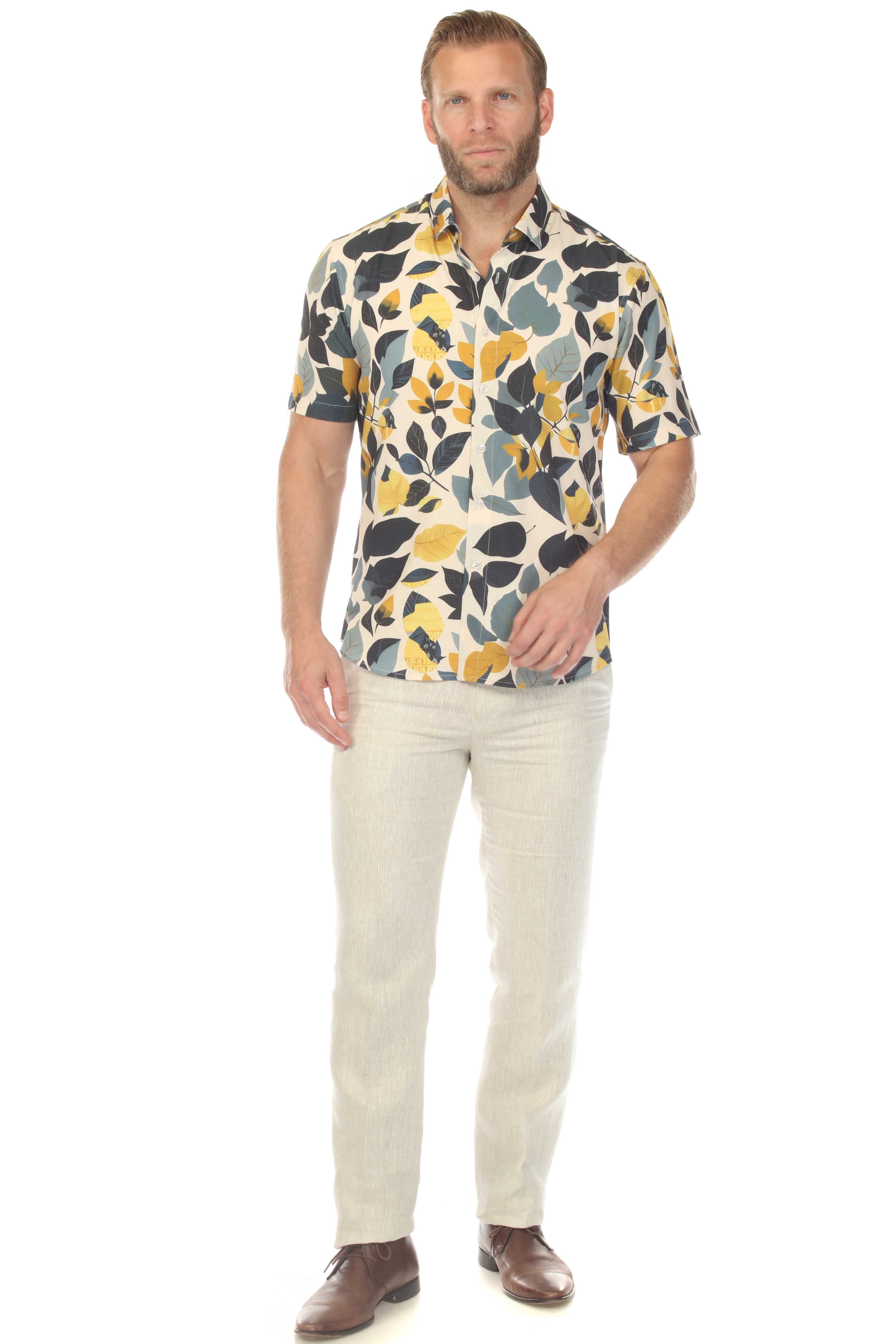 Men’s Blue & Gold 4-Way Stretch Short Sleeve Shirt