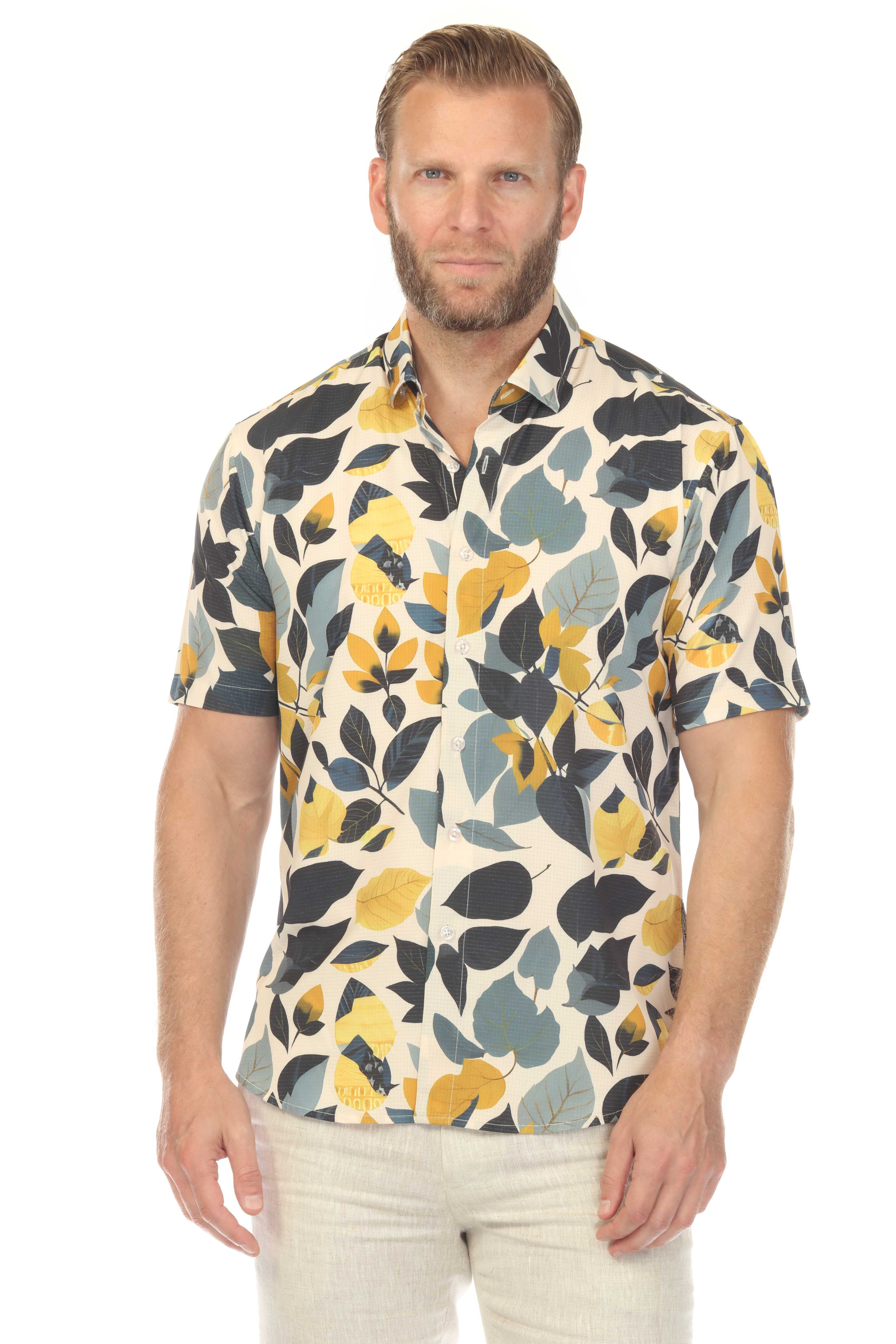 Men’s Blue & Gold 4-Way Stretch Short Sleeve Shirt