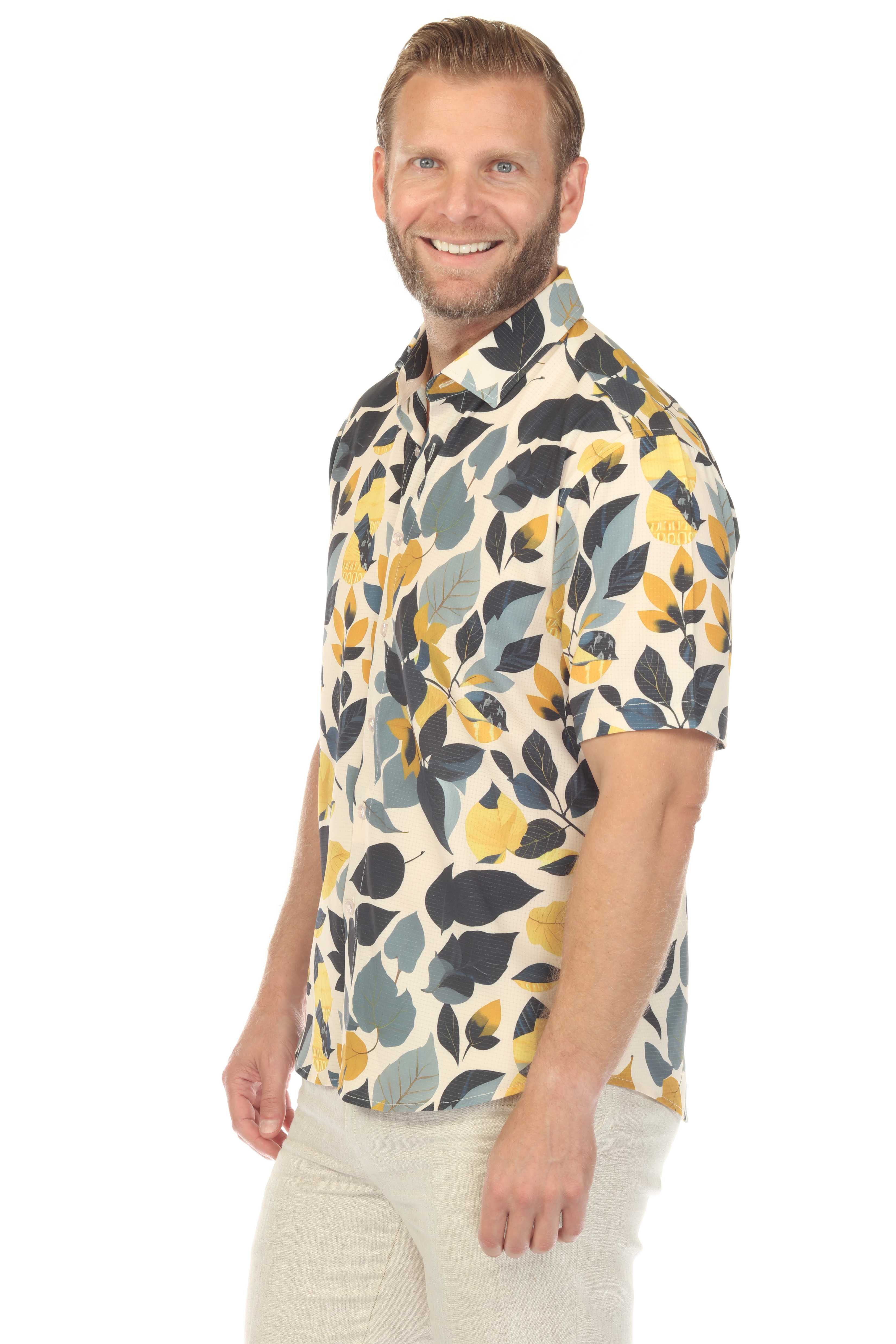 Men’s Blue & Gold 4-Way Stretch Short Sleeve Shirt
