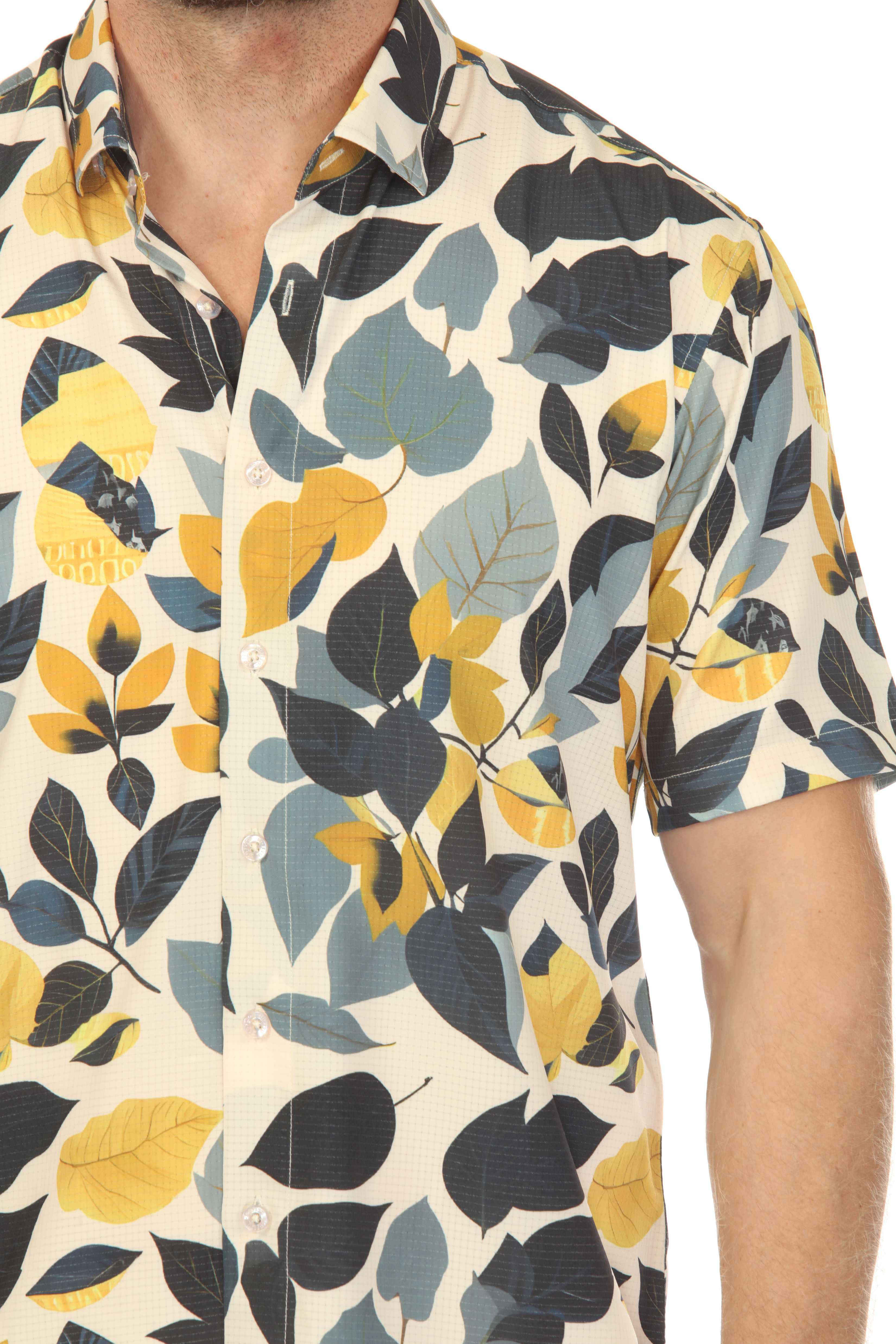Men’s Blue & Gold 4-Way Stretch Short Sleeve Shirt