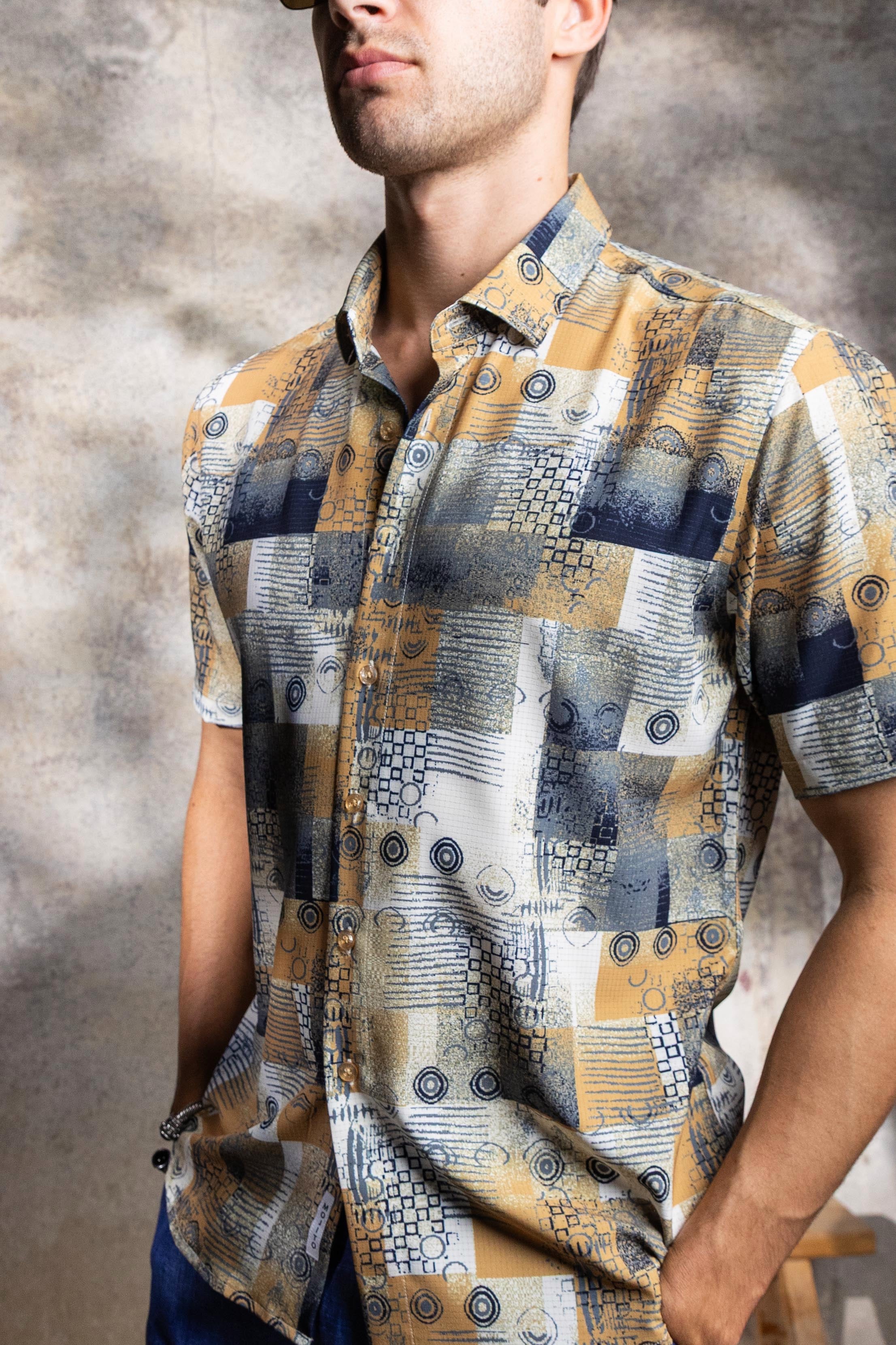 Men’s Black Champagne 4-Way Stretch Short Sleeve Shirt