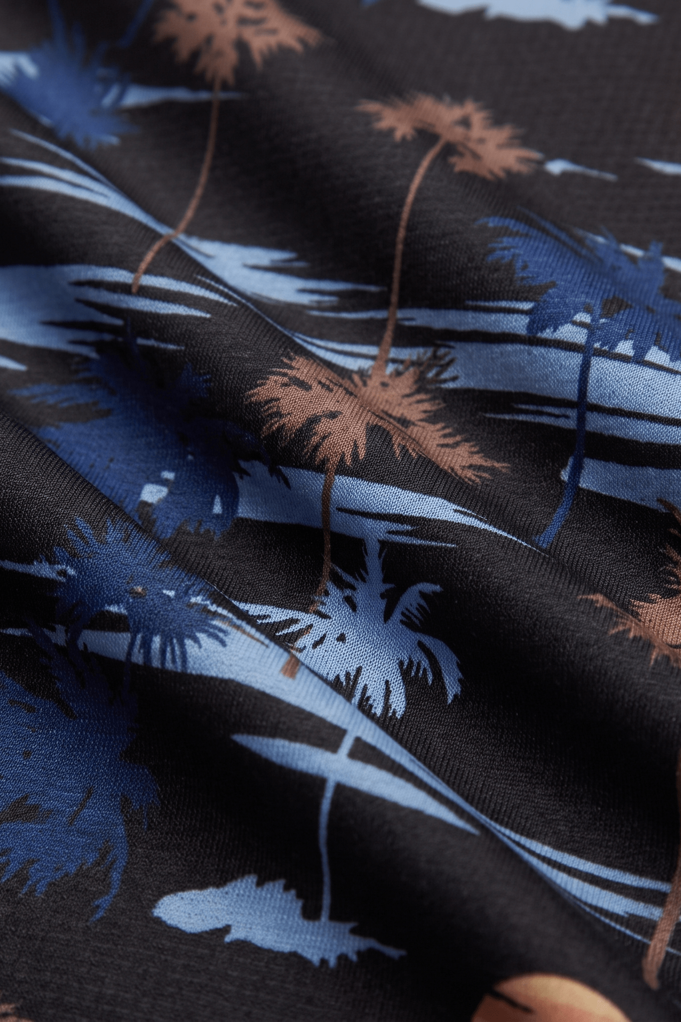 Camisa con Estampado de Palmeras Elástica en 4 Direcciones Manga Corta