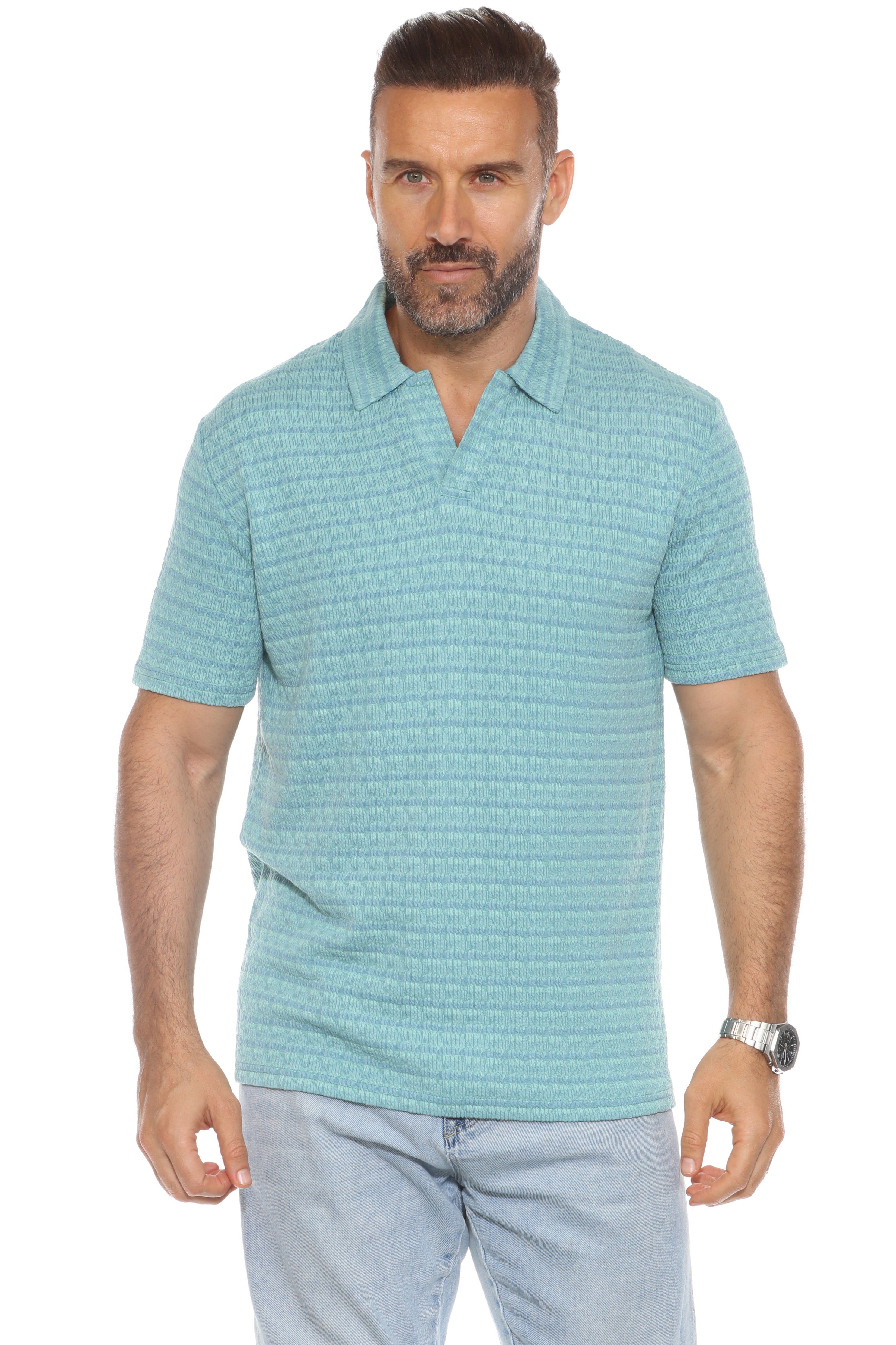 Polo informal con estampado de rayas texturizadas y elegante