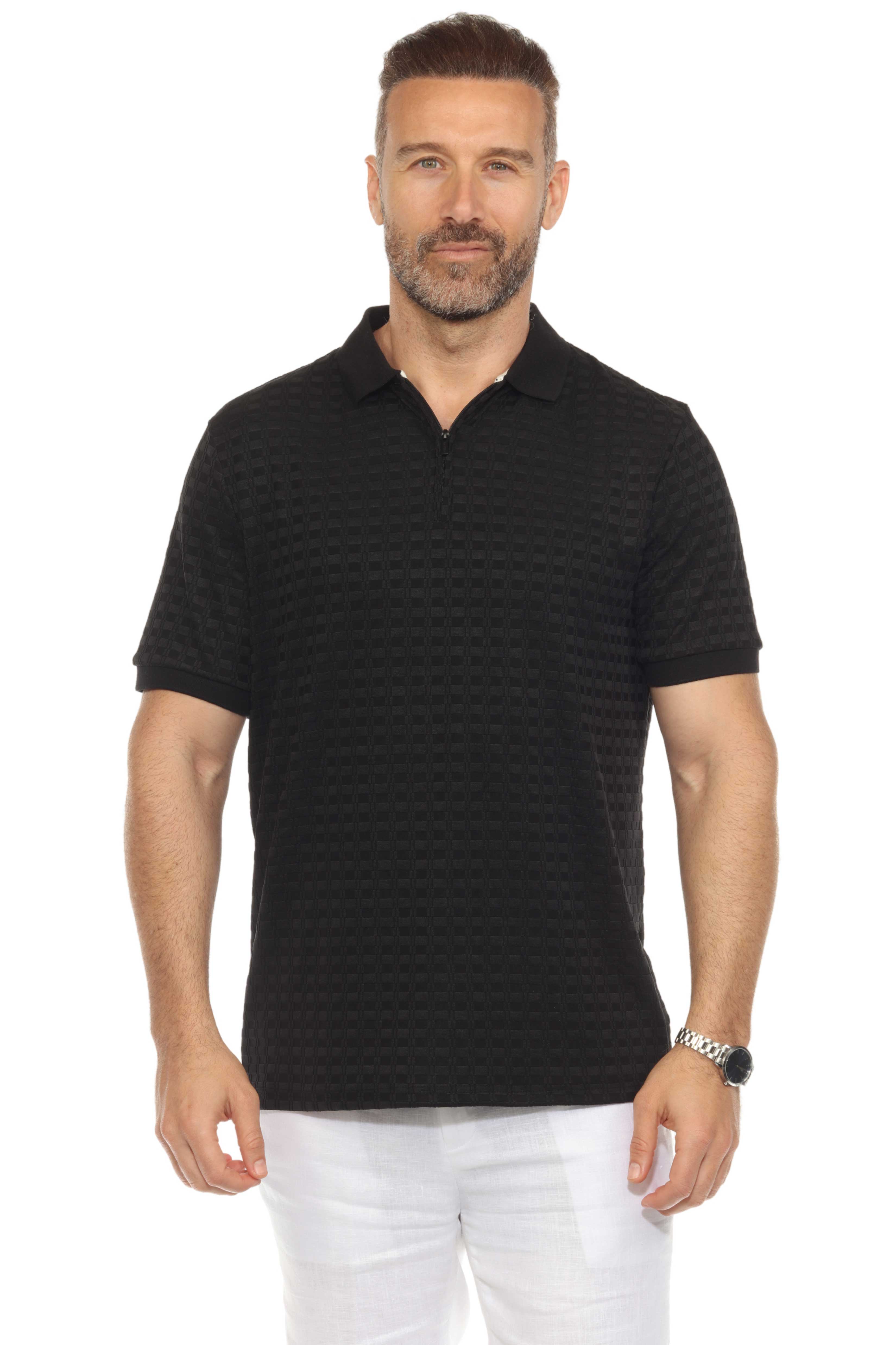 Polo informal con estampado de rayas texturizadas y elegante
