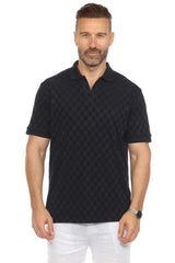 Men's Premium Stylish Knit Checkered Textured Polo Shirt
