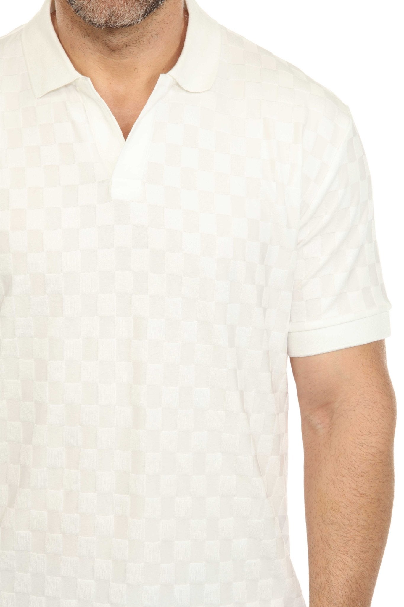 Men's Premium Stylish Knit Checkered Textured Polo Shirt