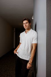 Mojito Mens Premium Stylish Knit Checkered Textured Polo Shirt