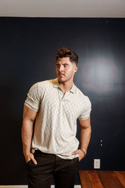 Mojito Mens Premium Stylish Knit Checkered Textured Polo Shirt