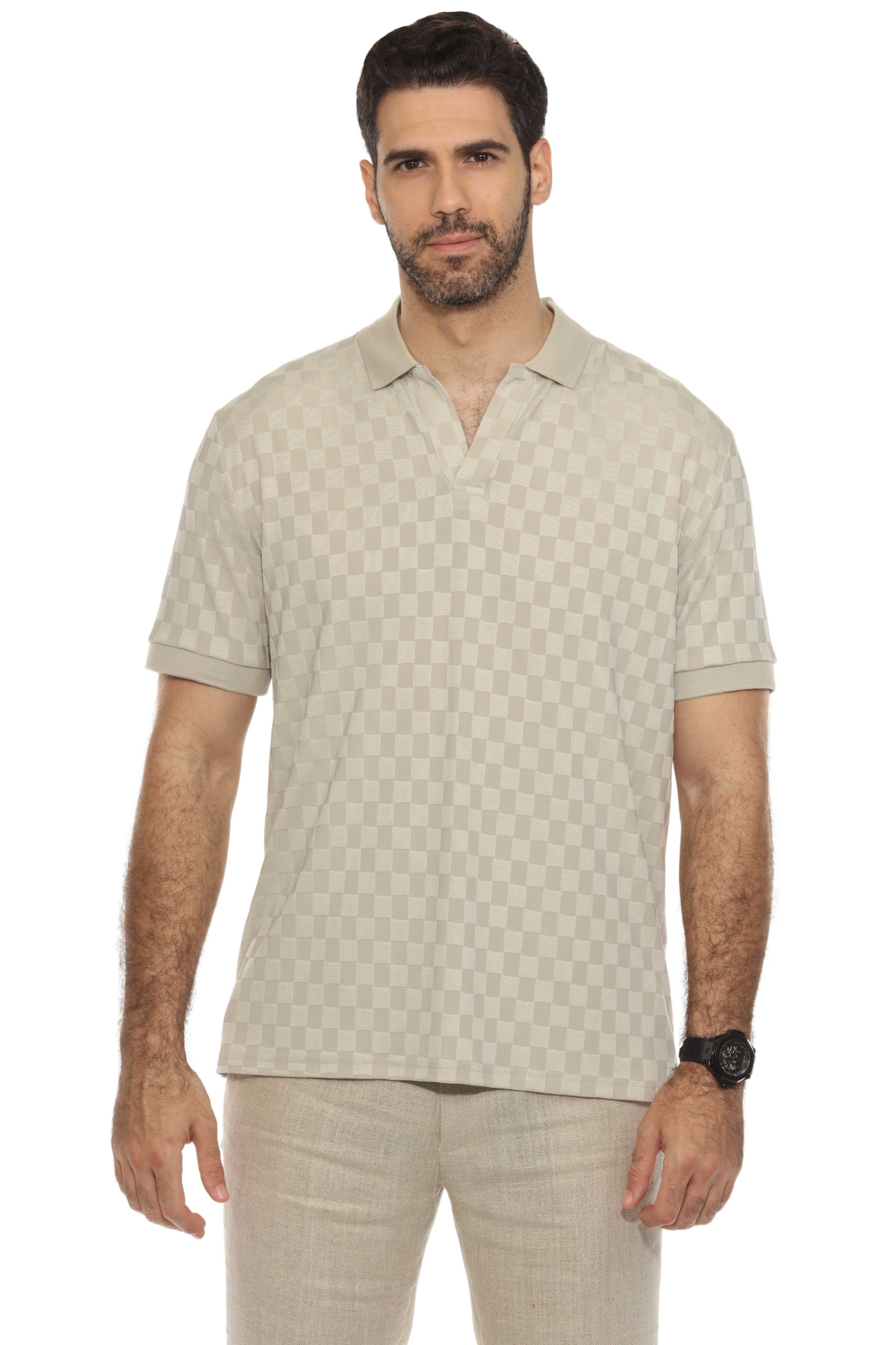 Mojito Mens Premium Stylish Knit Checkered Textured Polo Shirt