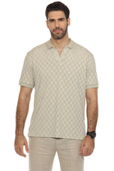 Polo de punto a cuadros con textura, elegante y de primera calidad para hombre