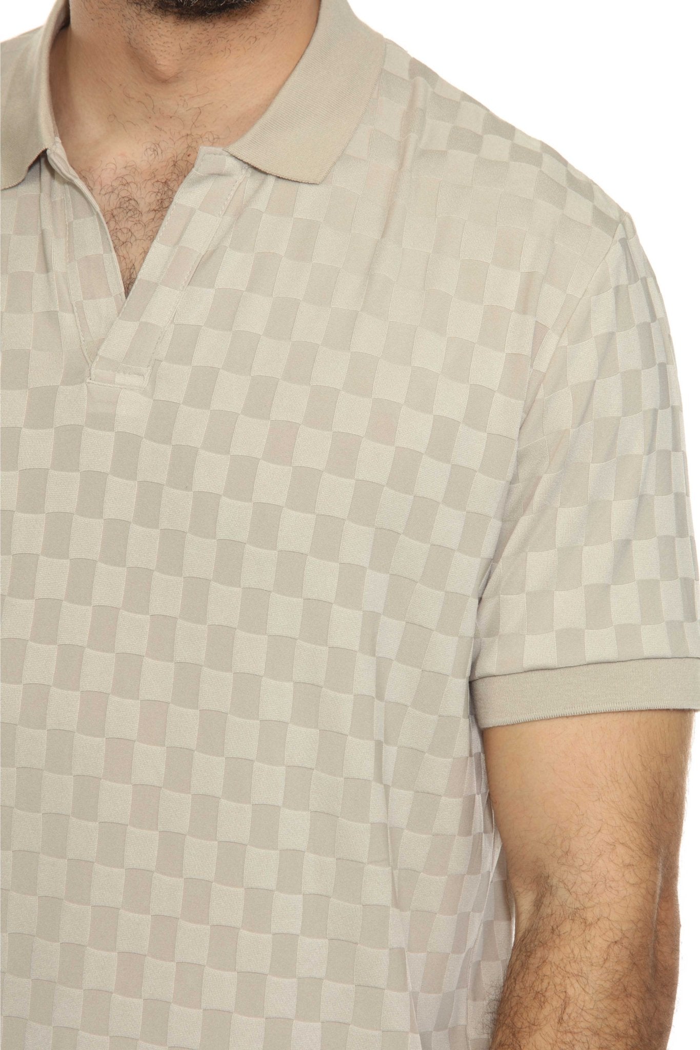 Men's Premium Stylish Knit Checkered Textured Polo Shirt