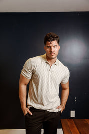 Mojito Mens Premium Stylish Knit Checkered Textured Polo Shirt