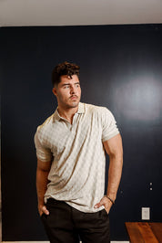 Mojito Mens Premium Stylish Knit Checkered Textured Polo Shirt