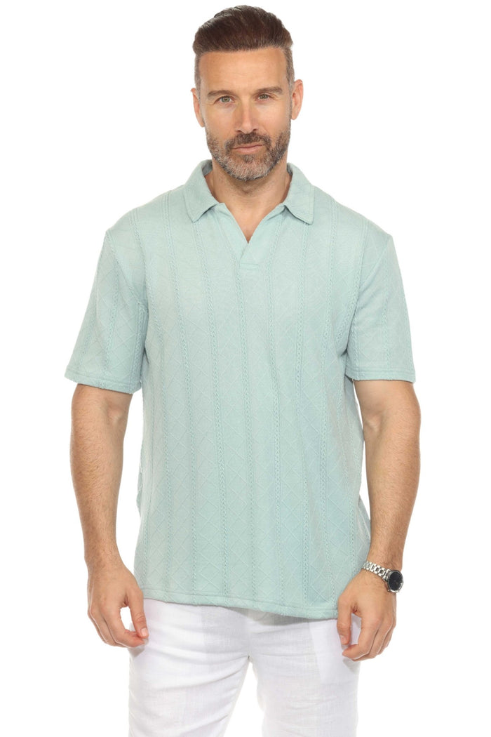 Polo Shirt with Modern Textured Cable Knit Pattern
