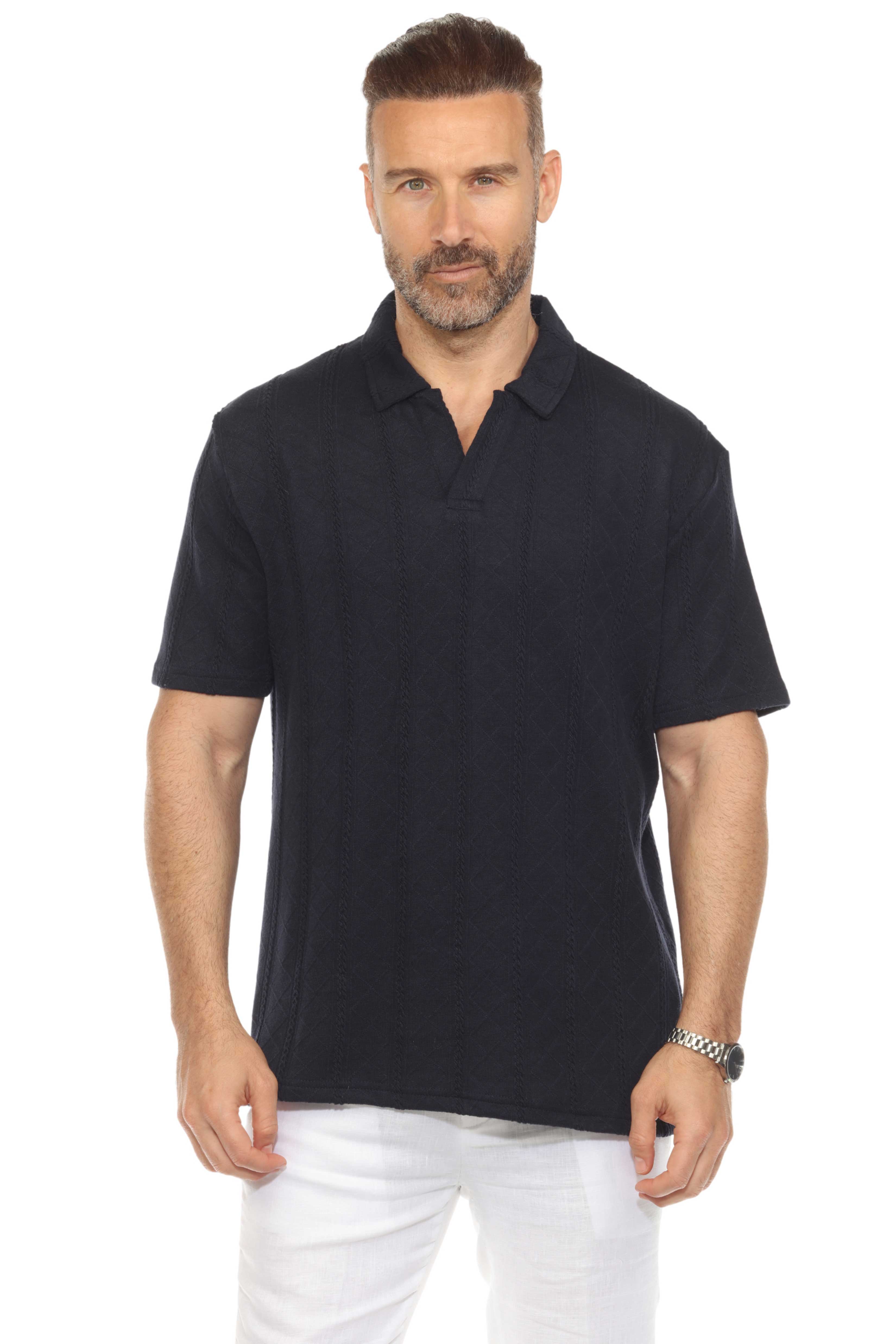 Mojito Mens Premium Stylish Polo Shirt with Modern Textured Cable Knit Pattern