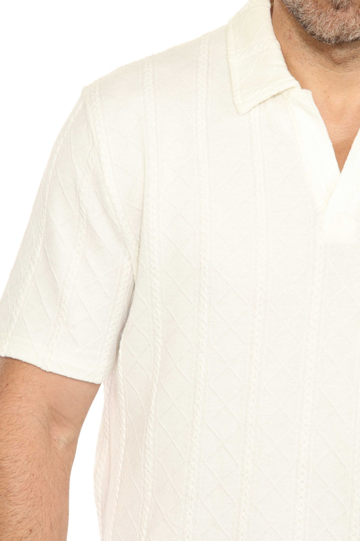 Men's Premium Stylish Polo Shirt with Modern Textured Cable Knit Pattern